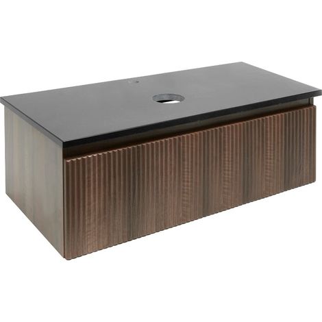Swiss Aqua Technologies Mueble de baño con encimera de piedra artificial SAT Evolution 98x30x44,8 cm, nogal mate (SATEVO100NATK)