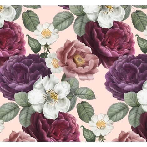 Tissu d'extérieur décoratif Oxford - motif pivoines marron châtaigne I DR271 (1/5)