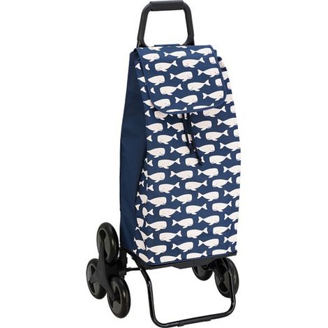 Sidebag Carrito de mercado 6 ruedas azul y blanco 55L