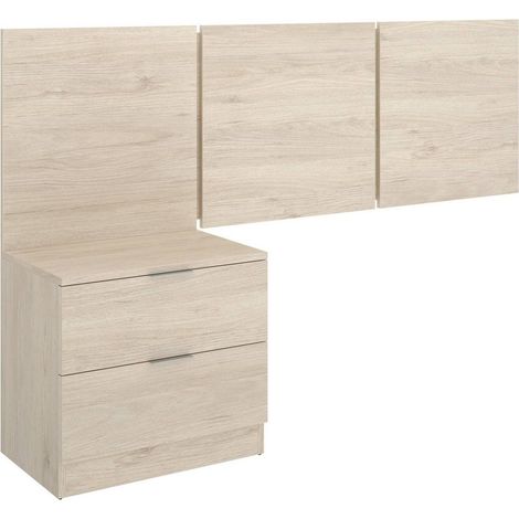 Dosseret de lit Chanhom, double, structure en bois mélaminé, 34,2x157 cm, chêne brun