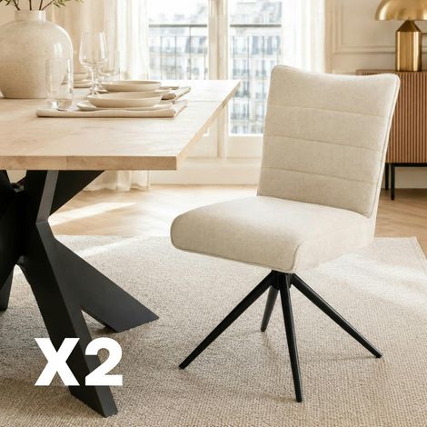 Chaise pivotante beige en tissu texturé (x2) RIVANO (1/5)