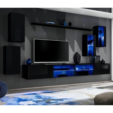 Ensemble Meuble TV Design "Switch XXV" 280cm Noir (1/4)