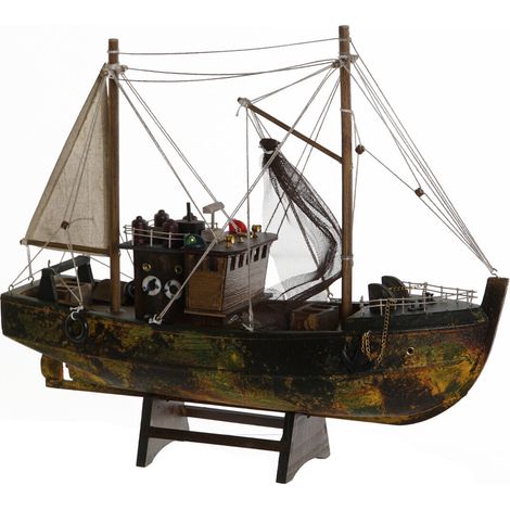 Bateau Bois 40X13X35 Vert (1/5)