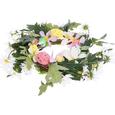 Couronne de printemps d'extérieur, décoration de Pâques à suspendre à la porte, 4 pièces, couleurs assorties (1/5)
