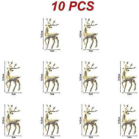 Lot de 10 rennes artificiels de Noël (cerfs sika, rennes) pour décoration de jardin féerique, statues d'animaux pour la maison ou la boutique. (1/2)