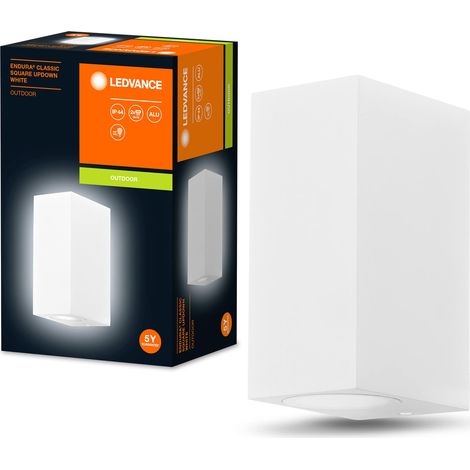 LEDVANCE ENDURA Classic Square Updown applique da esterno, colore bianco, attacco GU10 (max 35W), compatibile con lampada normale o smart, tipo up/down, grado di protezione IP44 (1/4)