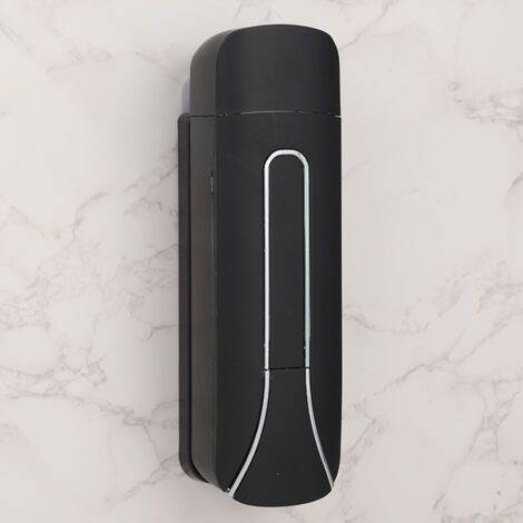 Distributeur de savon mural - 350 ml - Pour salle de bain - Gel douche et lessive - Bouteille en plastique - Pour cuisine, hôtel, maison, noir (1/5)