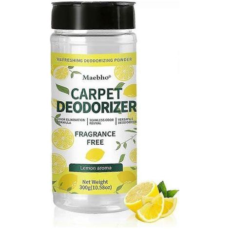 Poudre nettoyante à l'acide citrique. neutralisateur d'odeurs. élimine les odeurs animales. pour tapis. tissus d'ameublement. poubelle de voiture. parfum citron. 300 g (1/5)