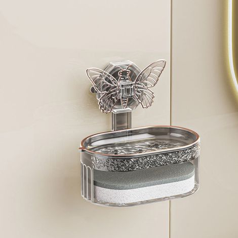 Seifenschale in Schmetterlingsform mit Saugnapf, luxuriöses und leichtes Design, große Seifenschale mit Abfluss, kreative Seifenbox im nordischen Stil, hält kein Wasser zurück, luxuriöses und leichtes (1/5)
