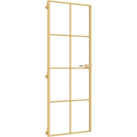 Porte intérieure mince doré 76x201,5 cm verre trempé aluminium