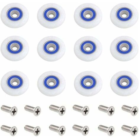 Set di 12 rulli per porta doccia da 27 mm, ruote di ricambio per porta doccia, rulli per porta doccia con viti
