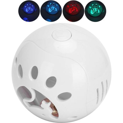 Balle jouet LED clignotante pour chat avec clochette - Jouet interactif sonore pour animaux de compagnie - Blanche (1/2)