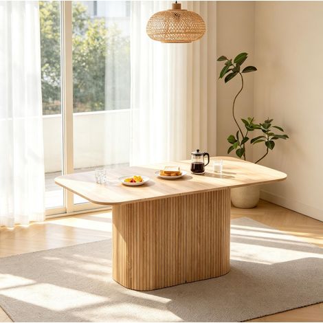 Tavolo da pranzo rettangolare in MDF effetto legno 160 x 90 cm (1/5)