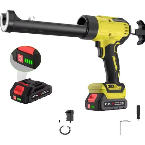 Pistolet à calfeutrer, Contrôle de vitesse réglable, Design ergonomique, jaune(1 Batterie) (1/2)