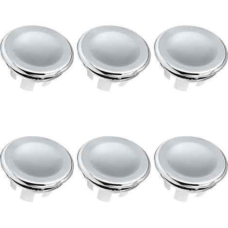 Lot de 6 bouchons de trop-plein chromés pour lavabo de cuisine ou de salle de bain. (1/4)
