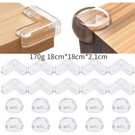 Protectores de esquinas para bebés，protectores de esquinas para mesas de bebé，protectores de esquinas transparentes，paquete de 20 unidades (1/2)