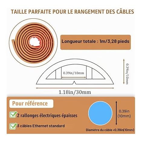 Wooden Floor Cable Cover, 1 m x 3 cm Flexible PVC Floor Cable (1/4)