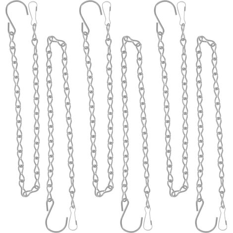 Cadena para cestas colgantes de 6 piezas, cadena de suspensión de 50 cm, para colgar macetas, plantas, pájaros, faroles, vallas publicitarias, para uso interior y exterior. (1/5)