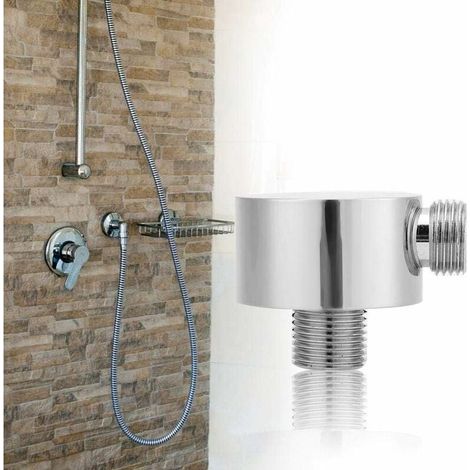 Coude d'alimentation de montage mural en laiton pour douche à main, connecteur de tuyau de douche de forme ronde G1/2 coude de sortie de douche pour douchette à main (1/4)