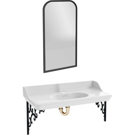 Pack plan vasque suspendu JACOB DELAFON Cléo 1889 + miroir + siphon or