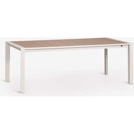 SKLUM Rechteckiger Gartentisch 215-275x100 cm ausziehbar aus Aluminium Amalfi Gardenia Weiß                                  