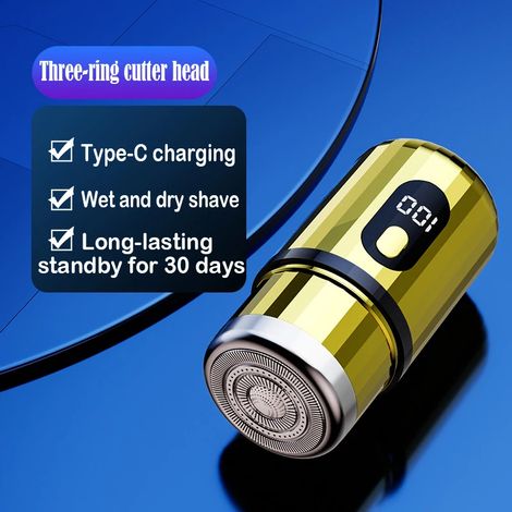 (T6 Gold) Mini rasoir électrique, rechargeable par USB-C, étanche, portable, idéal pour les voyages et la maison. (1/5)