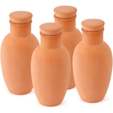 Pots d'arrosage en terre cuite Lot de 4 - 7,9 x 7,9 x 15,2 cm - Système d'arrosage simple HBCL (1/3)