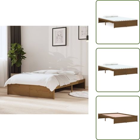 Massivholzbett Honigbraun 120x190 cm - Holzbett - Massivholzbette - Kiefernbett - Doppelbett - Boxspringbett (1/5)