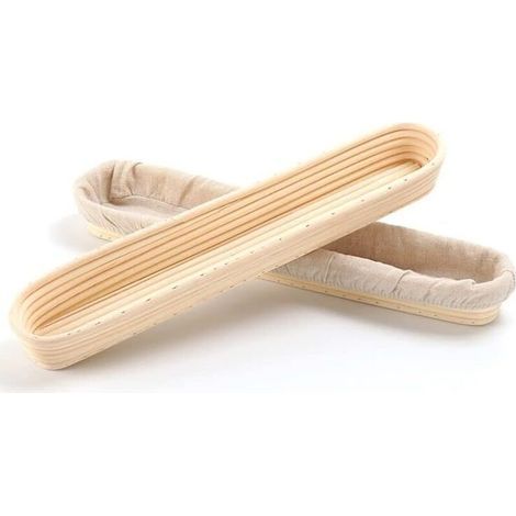 Baguette Banneton, 2er-Set Brotkörbe mit Leinenfutter, 34 x 10 x 5,5 cm, aus Naturrattan (1/5)