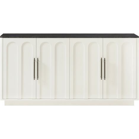 Credenza madia con 4 ante 160x40x80 cm bianco e nero in MDF con chiusura soft-close MODENUIT (1/5)