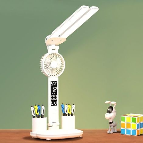 Lampe de bureau LED pliable - VANGUARDIS - Double tête orientable à 180° - Affichage LED intelligent - Horloge numérique (1/5)