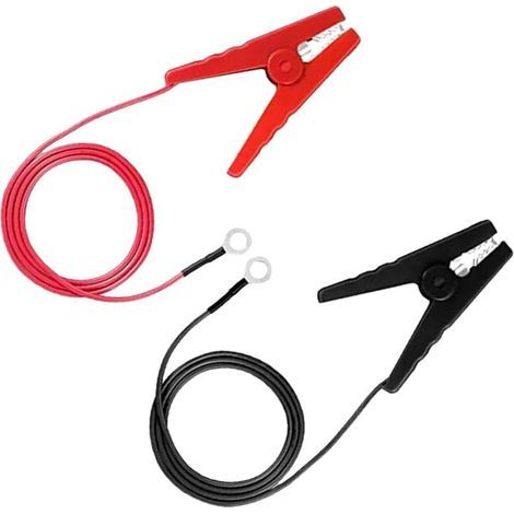 Solar fence connection cable with alligator clips, electric fence accessory for efficient connection, 1 black and 1 red cable, ideal for garden systems (1/5)