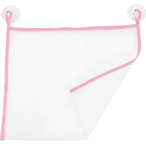 Sac de rangement suspendu en filet pour douche, rose, 35 x 45 cm, séchage rapide, pour tringle à rideau de douche