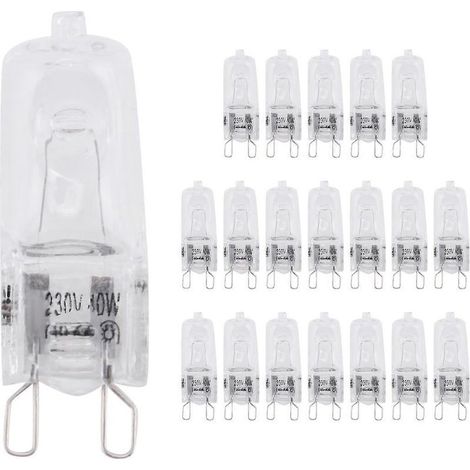 Lot de 20 ampoules halogènes G9, 40 W, transparentes, dimmables, 2800 K (1/5)