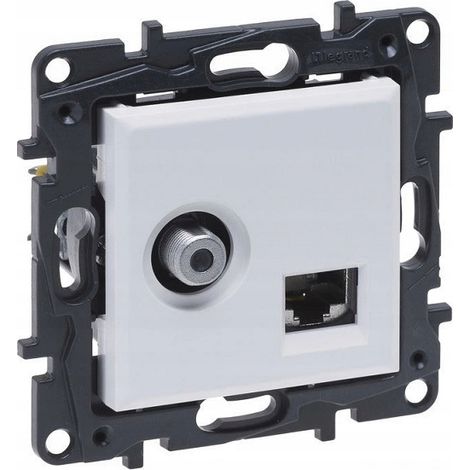 Modulo step Niloe, presa TV bianca tipo "F" + 1 cavo UAE CAT.6 UTP 863177