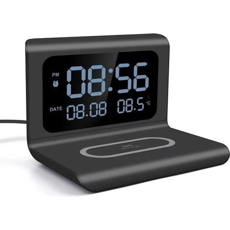 Elektronischer 3-in-1-Tischwecker mit kabellosem Ladegerät