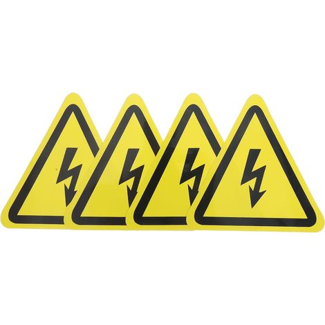 Autocollants Triangulaires de Danger Haute Tension 12 cm Jaune en PVC Lot de 4, Étiquettes pour Panneaux Électriques et (1/5)