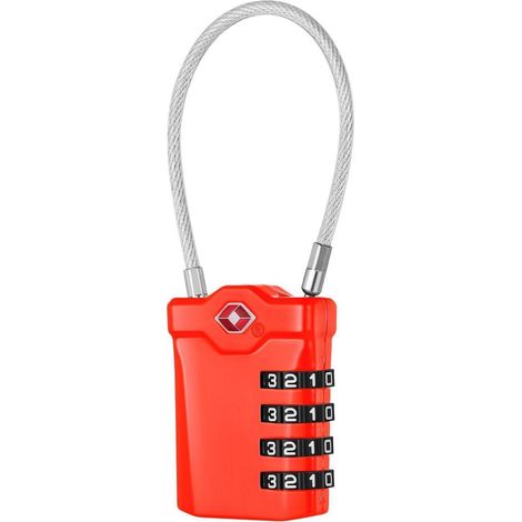 TSA Kofferschloss 4-stellig mit Anzeige für geöffneten Zustand, Rot