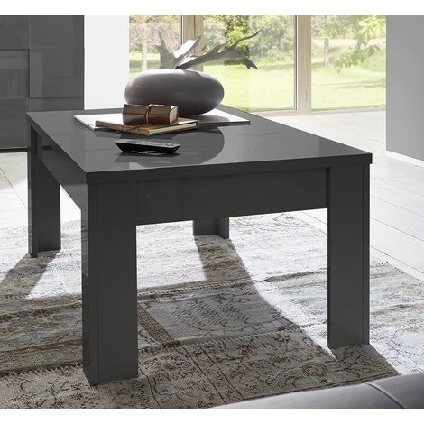 Table basse rectangulaire moderne gris laqué brillant Larissa (1/3)