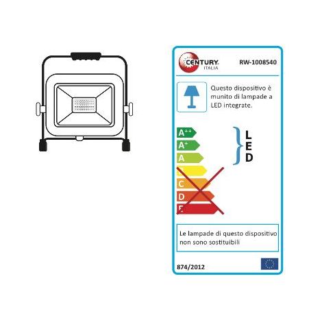 Century Italia CUYRW1008540 Proiettore LED Portatile 100 W 8000 Lm 4000 K IP65 colore Nero (1/2)