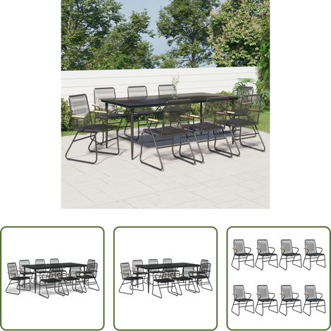 vidaXL Salle à manger extérieure - Ensemble à manger de jardin 9 pcs noir rotin PVC (1/5)