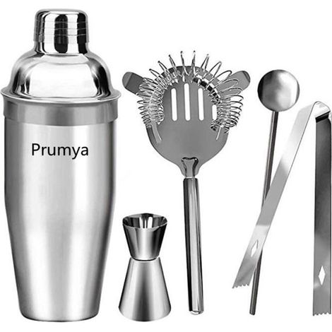 Professioneller Cocktailshaker, 5-teiliges Cocktailshaker-Set, Barkeeper-Werkzeug aus Edelstahl – 750 ml (1/4)