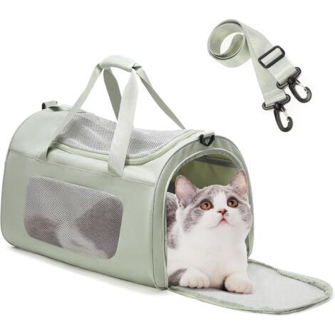 Grand Boîte de Transport pour Chats et Chiots jusqu'à - Coque Pliable ,pour Chats et Chiots Jusqu’à 9 kg,Transport pour Chien Souple avec Laisse intérieure (46×33×30CM) (1/5)