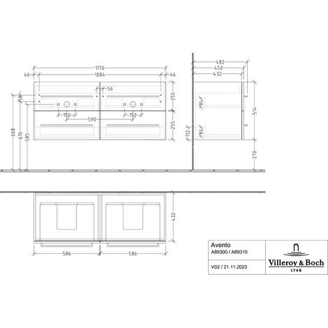 Villeroy & Boch A89310RH Lavabo US Avento 1180x514x484mm 4