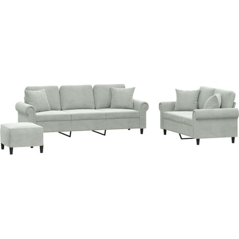 Maison Exclusive - Set di Divani 3 pz con Cuscini Grigio Chiaro in Velluto