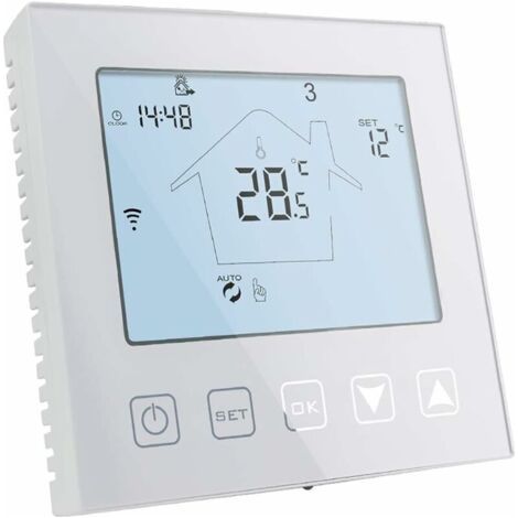 Thermostat Connecté WiFi Chaudiere Gaz/Chauffage au Sol Eau 220V 3A Alexa Google Assistant Compatible, Thermostat d'ambiance Programmable Blanc Contrôle de Tuya/Smart Life App (1/4)