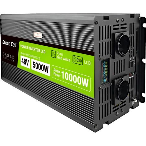 Green Cell - PowerInverter Spannungswandler mit LCD-Display 48V auf 230V 5000W/10000W Reine Sinuswelle (1/5)