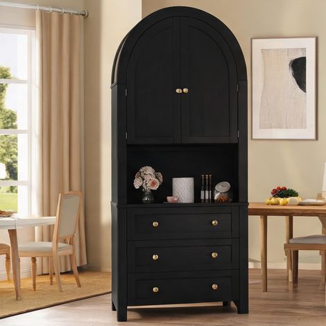 Buffet coloris noir en MDF 70 x 35 x 180 cm (1/5)