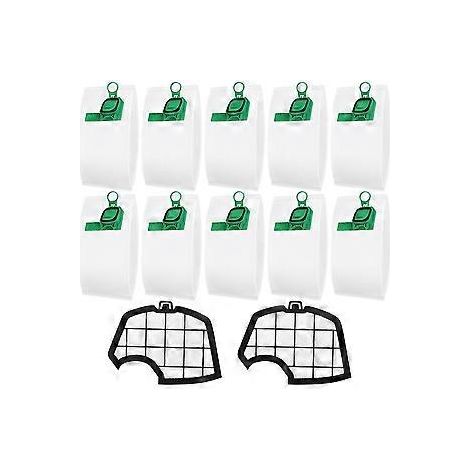 10 sacs pour aspirateur Vorwerk Kobold VK140, VK150, FP140 et FP150, et 2 filtres.
