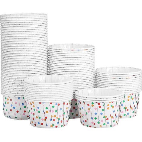 Cabilock Lot de 100 gobelets à dessert jetables en papier à pois pour coupes glacées et glaces
